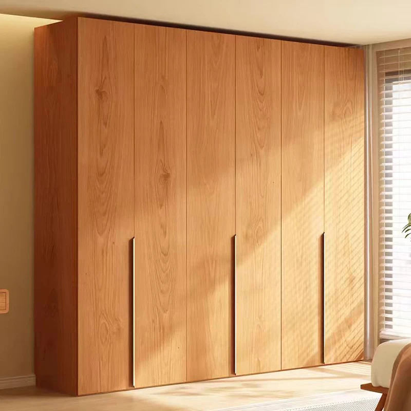 蔚然美家实木衣柜橡木家用卧室一门到顶原木风储物柜子大衣橱