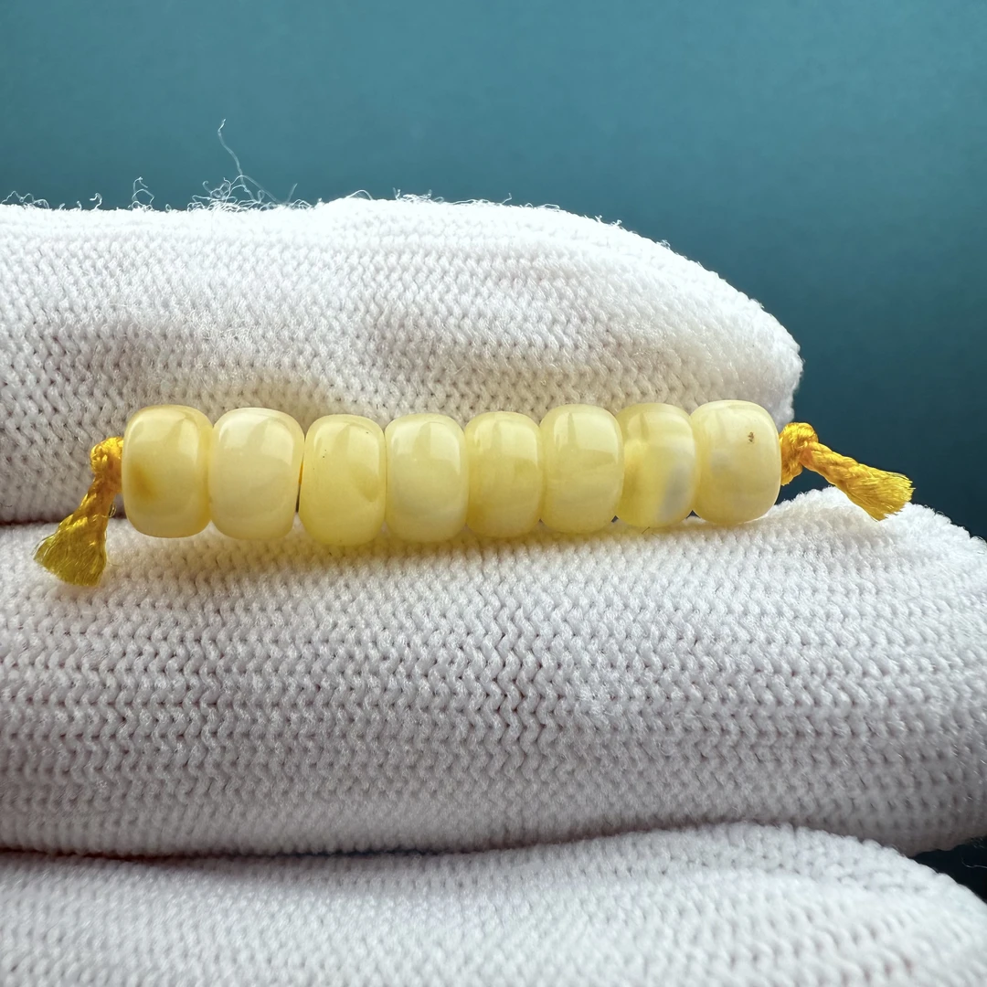 D1649【微瑕】天然原矿蜜蜡 隔珠6.5mm支持复检假一罚十