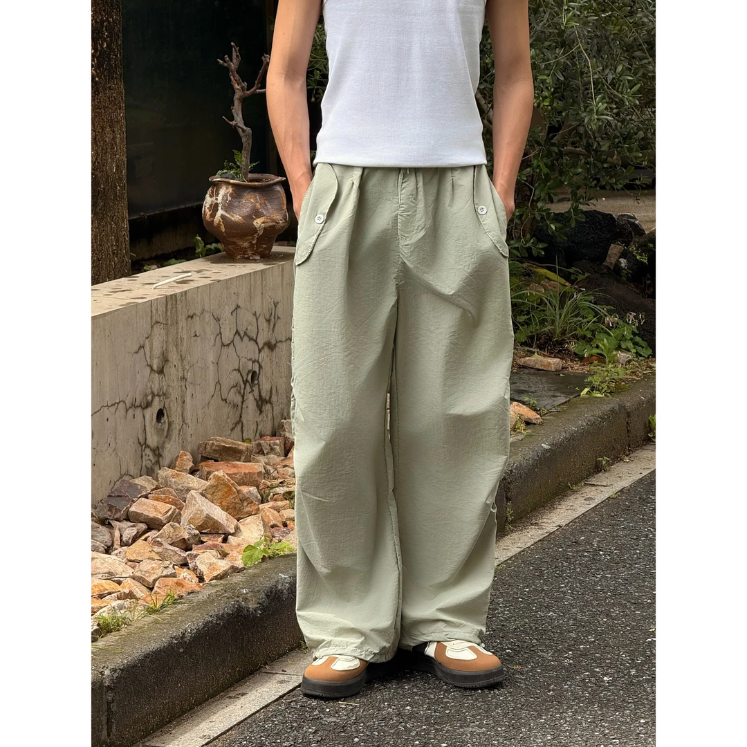 夏季新款工装裤高腰降落伞裤休闲阔腿速干美式运动男女