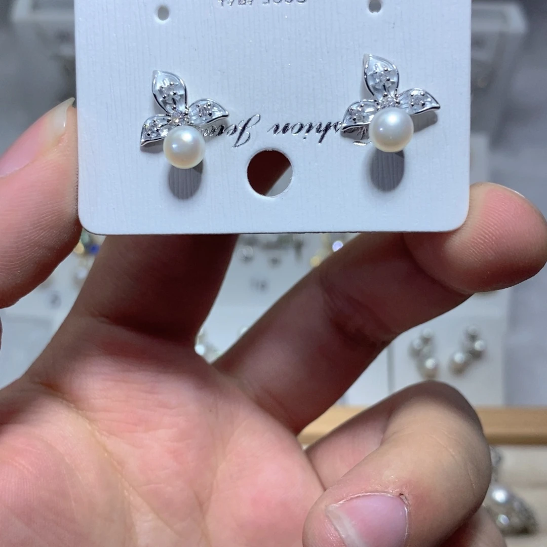 耳饰淡水珍珠银S925镶嵌