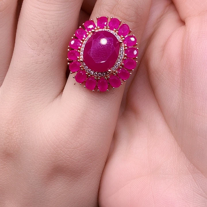 银S925镶嵌戒指红宝石