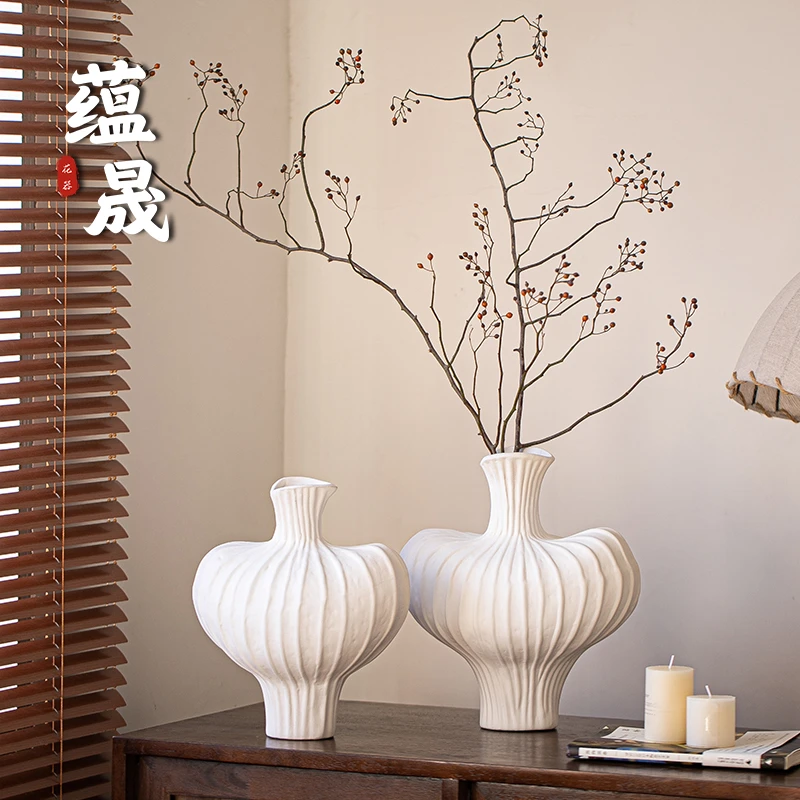 景德镇北欧风小清新高级竿插花简约酒店客厅陶瓷花瓶装饰创意摆件