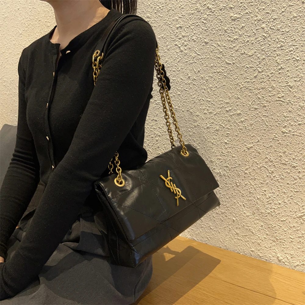 香港仓正品杨树林链条包2025新款专柜潮牌现货手提真皮羊皮腋下包