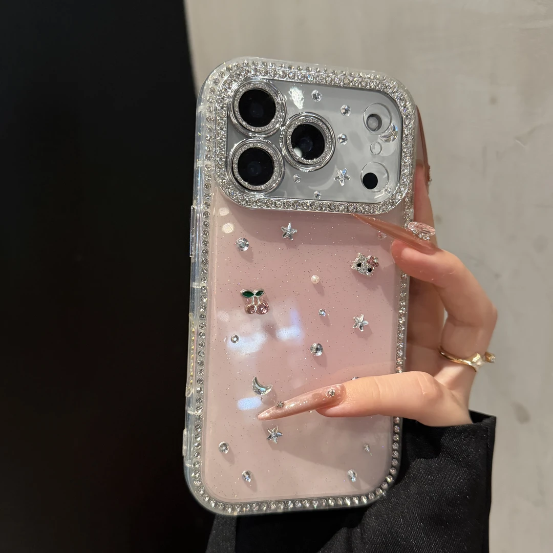 高级闪钻星星全包适用苹果17promax手机壳iPhone16小众15女款14女