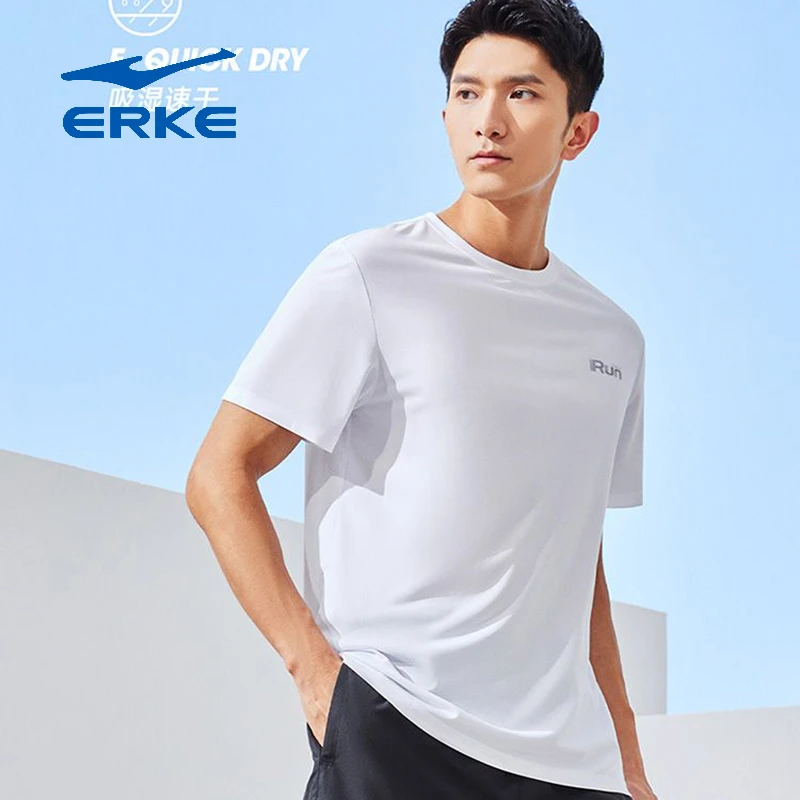 erke/鸿星尔克男士运动短袖t恤圆领透气户外简约潮流T恤夏日