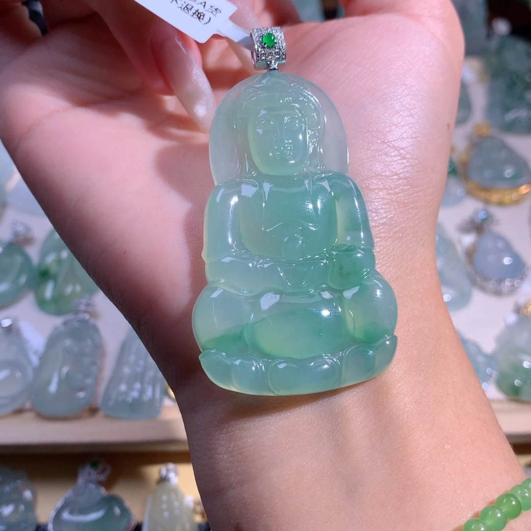 翡翠吊坠(不含链)18K金镶嵌