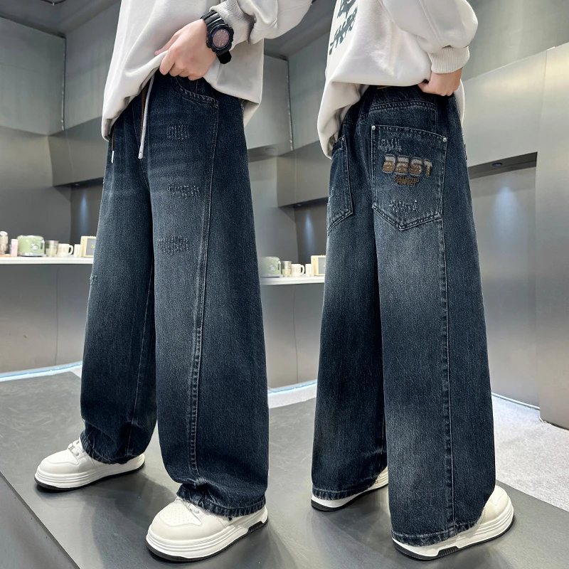 男童弯刀牛仔裤2025新款春秋儿童时尚长裤韩版痞帅中大童裤子男孩