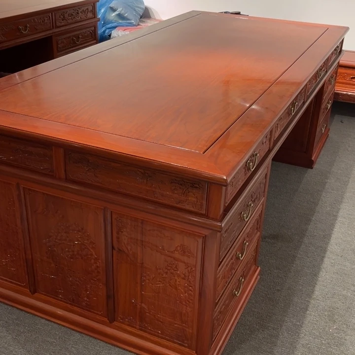 紫檀木类端景台环****店缅花办公桌