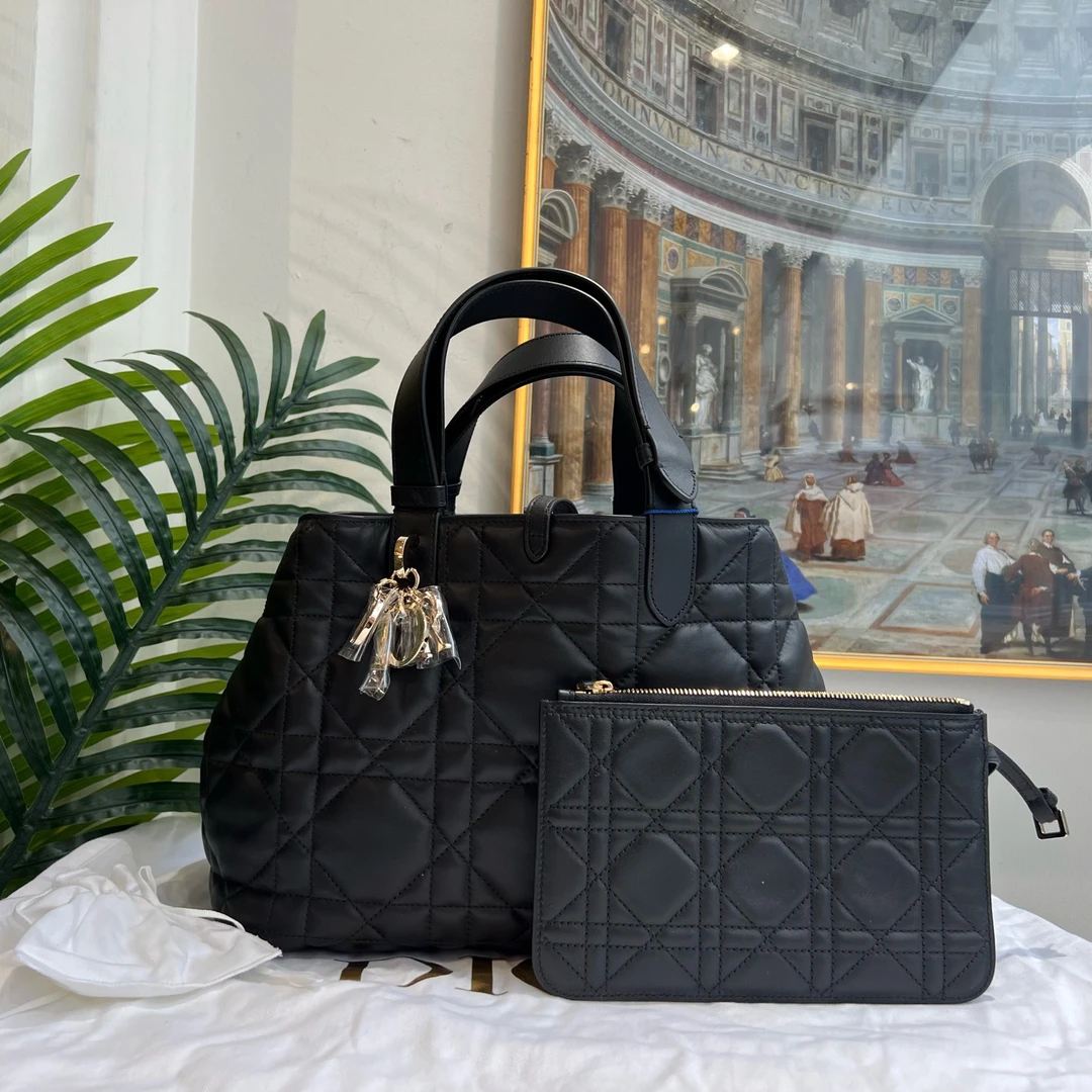 95新 DIOR/迪奥 御古屋/19341/中号黑金土著包 闲置 24s