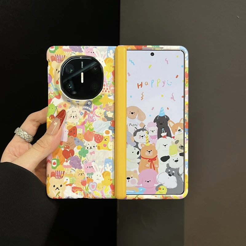 适用华为matex6折叠屏手机壳新款磨砂肤感蛋糕水果动物中轴保护ma