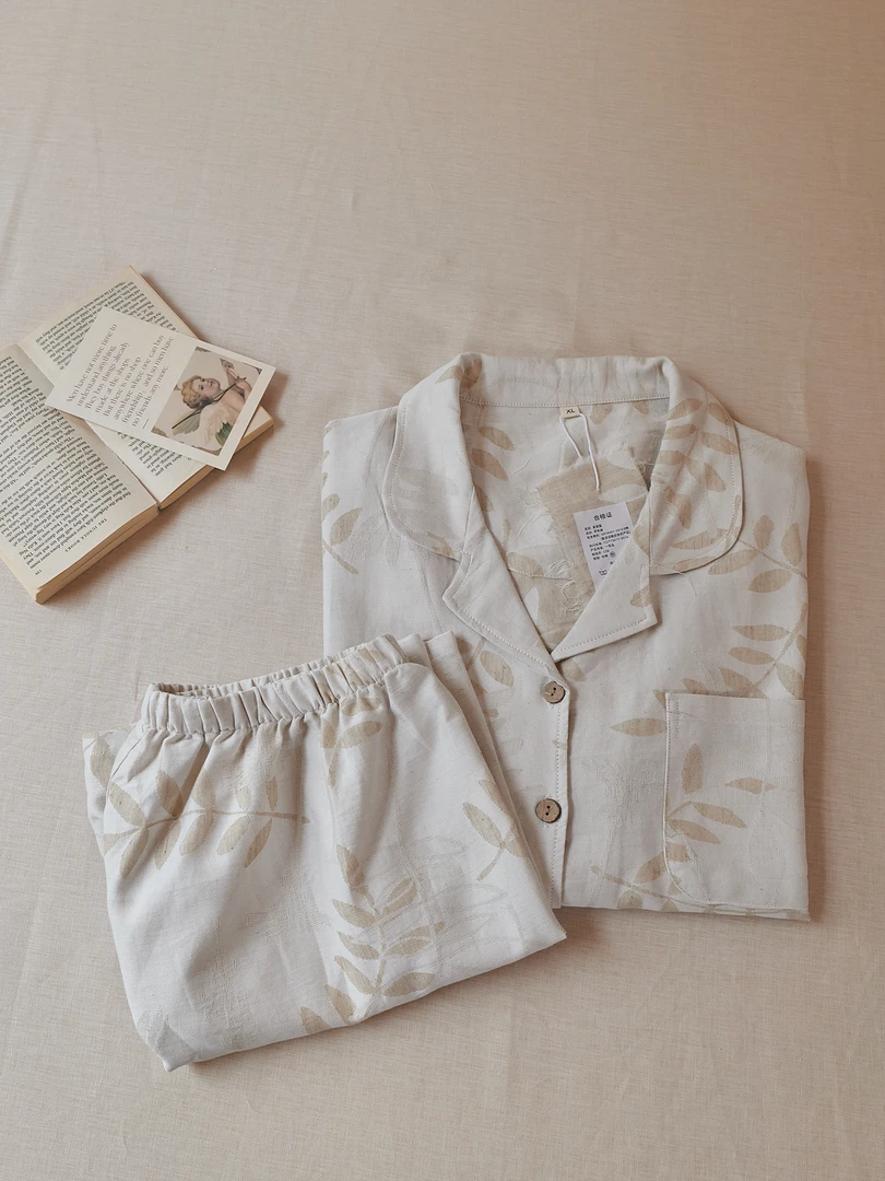 【棉麻睡衣】春夏季薄款棉麻睡衣日式系淡雅家居服巨舒适巨透气