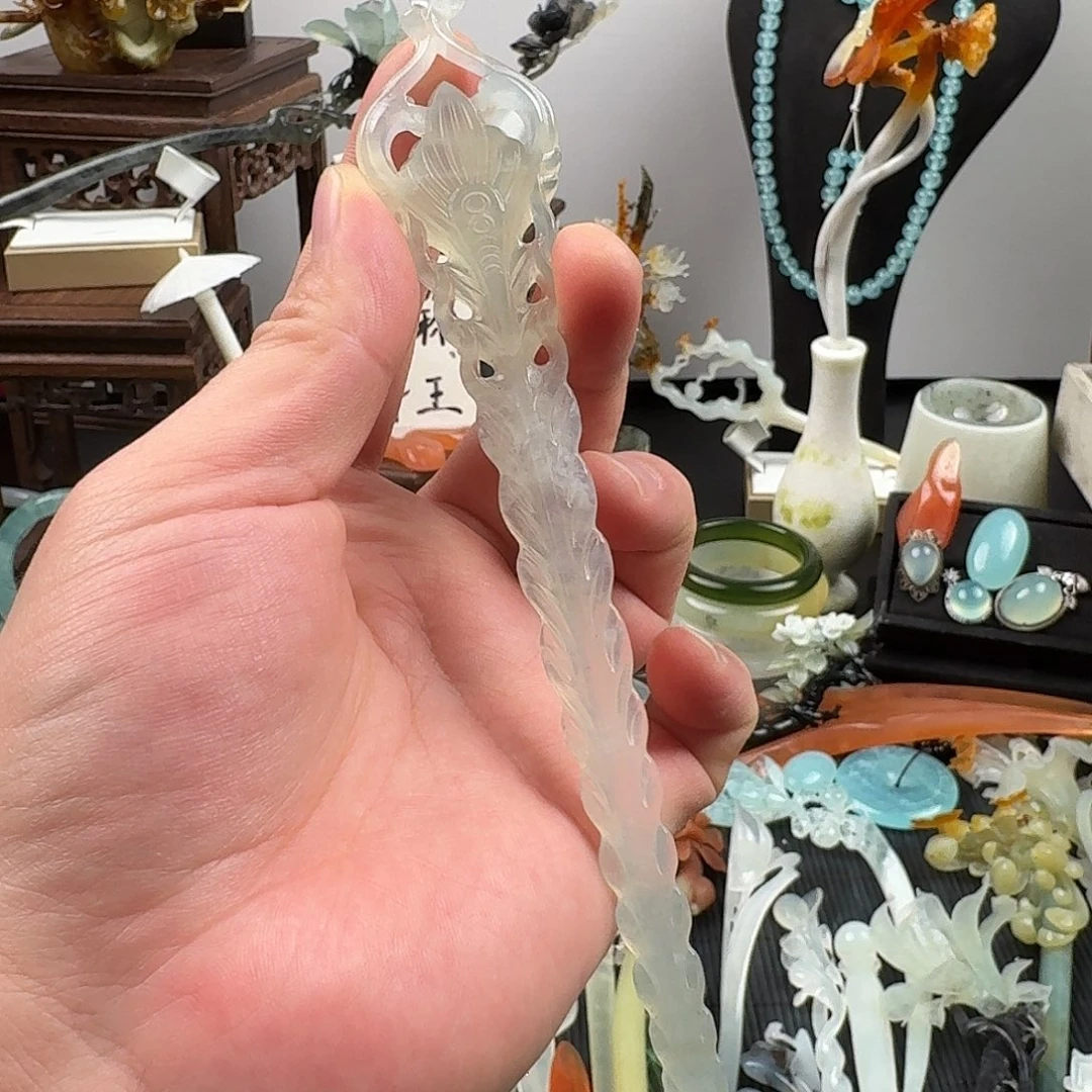 蛇纹石玉未镶嵌发饰