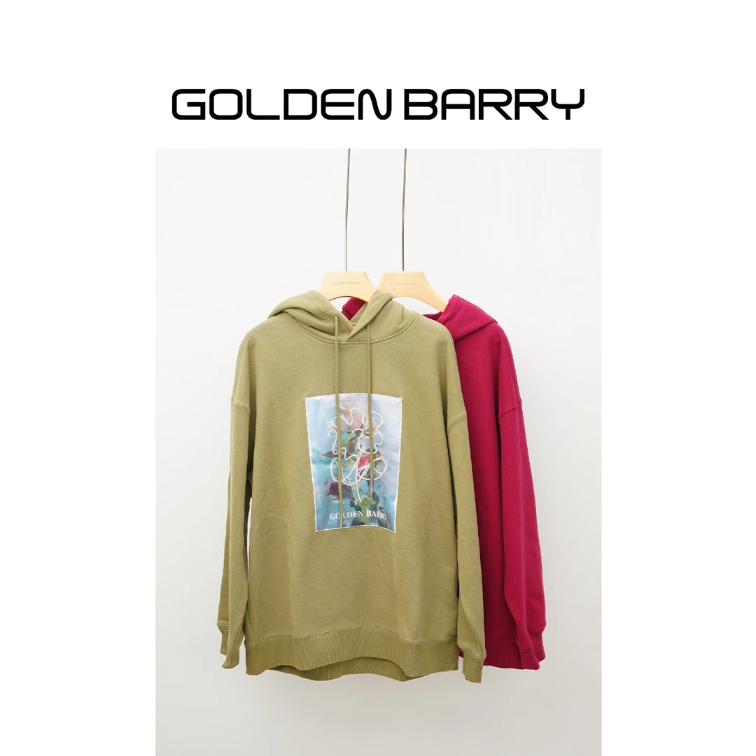 GOLDENBARRY【年终孤品】261023涂鸦宽松立体连帽卫衣贴布加绒卫衣