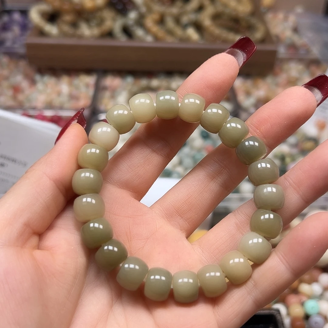 手串菩提根/象牙果微瑕11非料绿敦敦1条