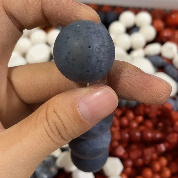 玛瑙/玉髓合金珠宝半成品一颗25mm蓝精灵圆珠