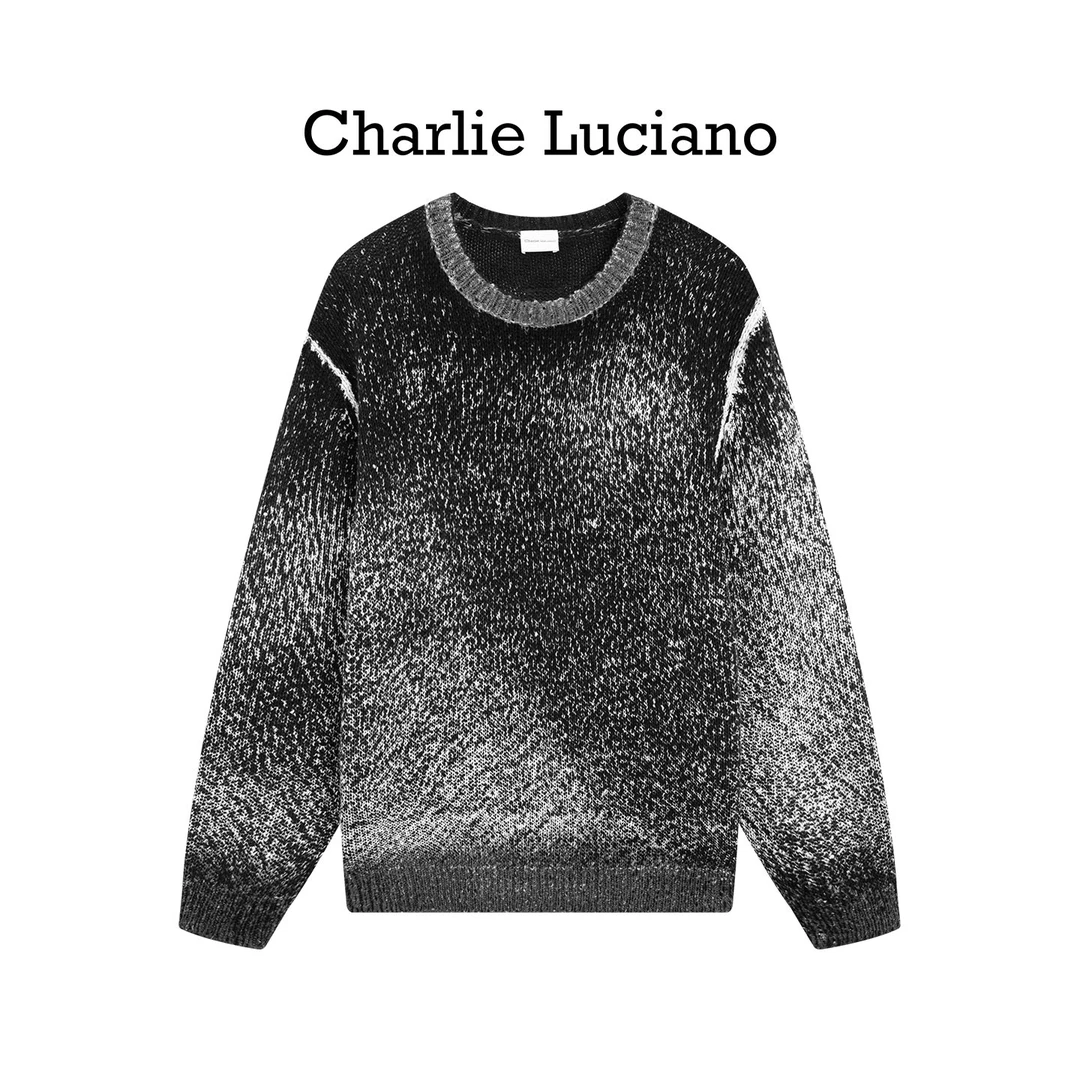 Charlie Luciano渗透印花毛衣 黑灰