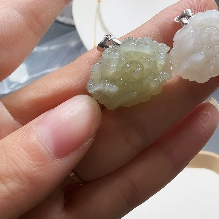 颈饰银S925镶嵌和田玉14