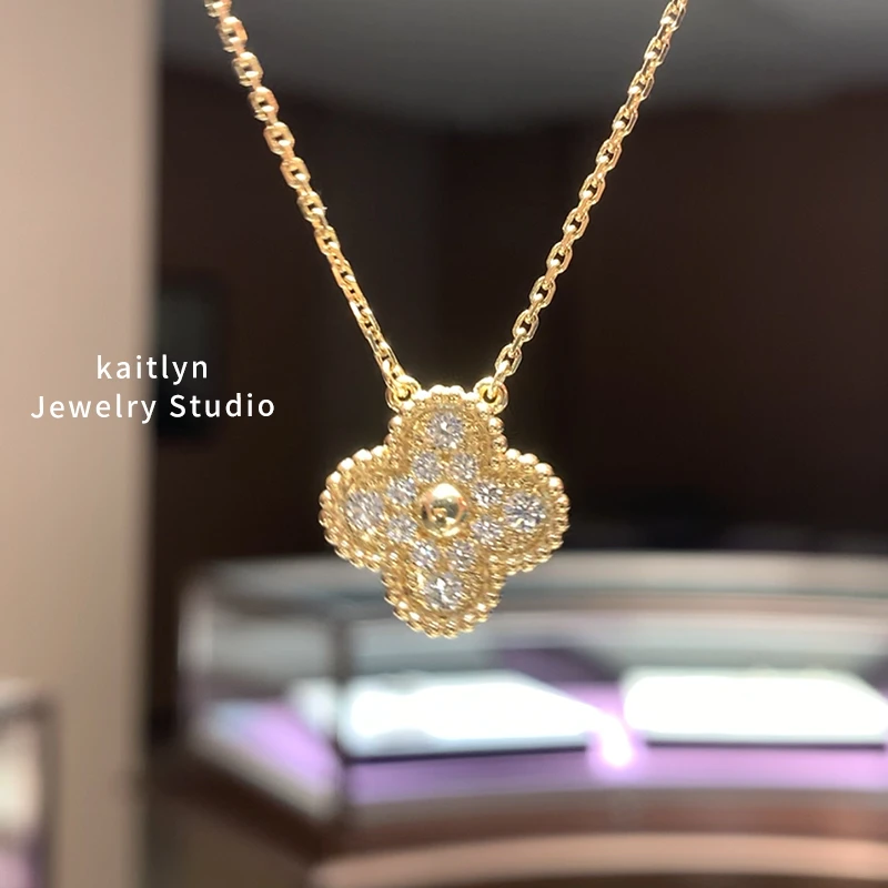 【高定制】天然钻石四叶草项链18K金镶嵌（Kaitlyn）
