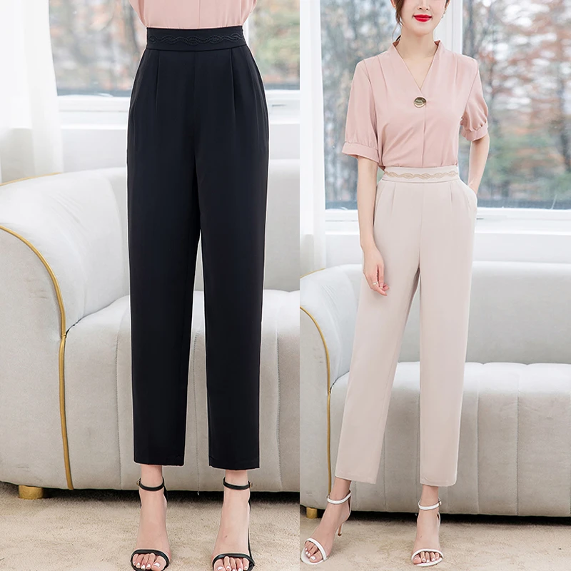 妈妈裤子女2025新款春秋烟管裤哈伦小个子女裤萝卜夏季九分直筒裤