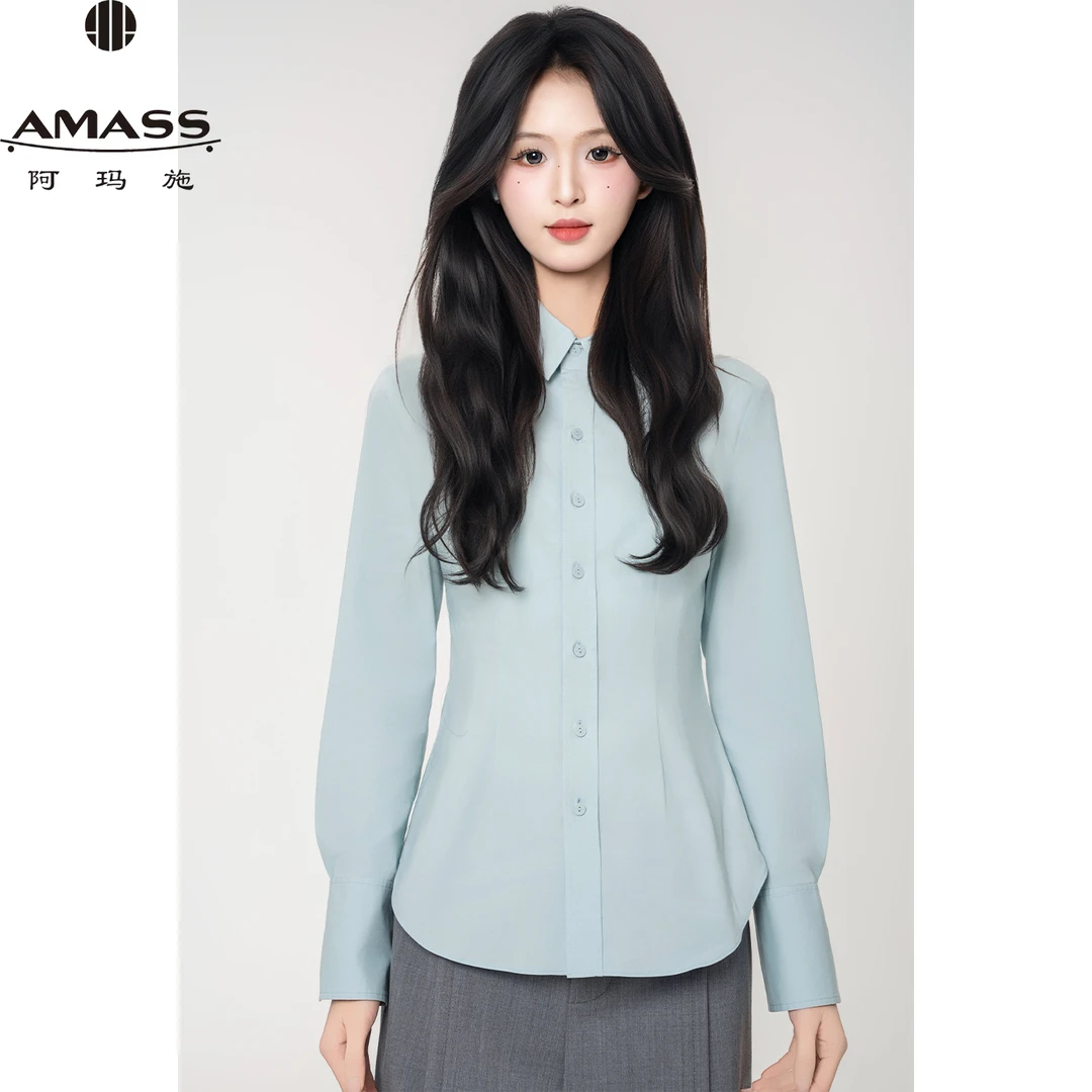 AMASS/阿玛施春秋新款时尚简约经典百搭款修身棉质衬衫女 5300922