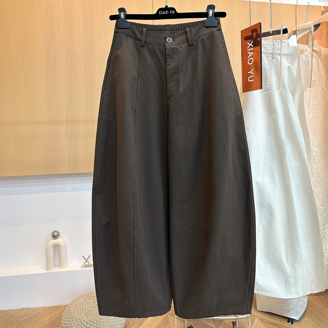 高端欧货早秋新款高级感时尚百搭后松紧高腰显瘦宽松休闲阔腿裤女