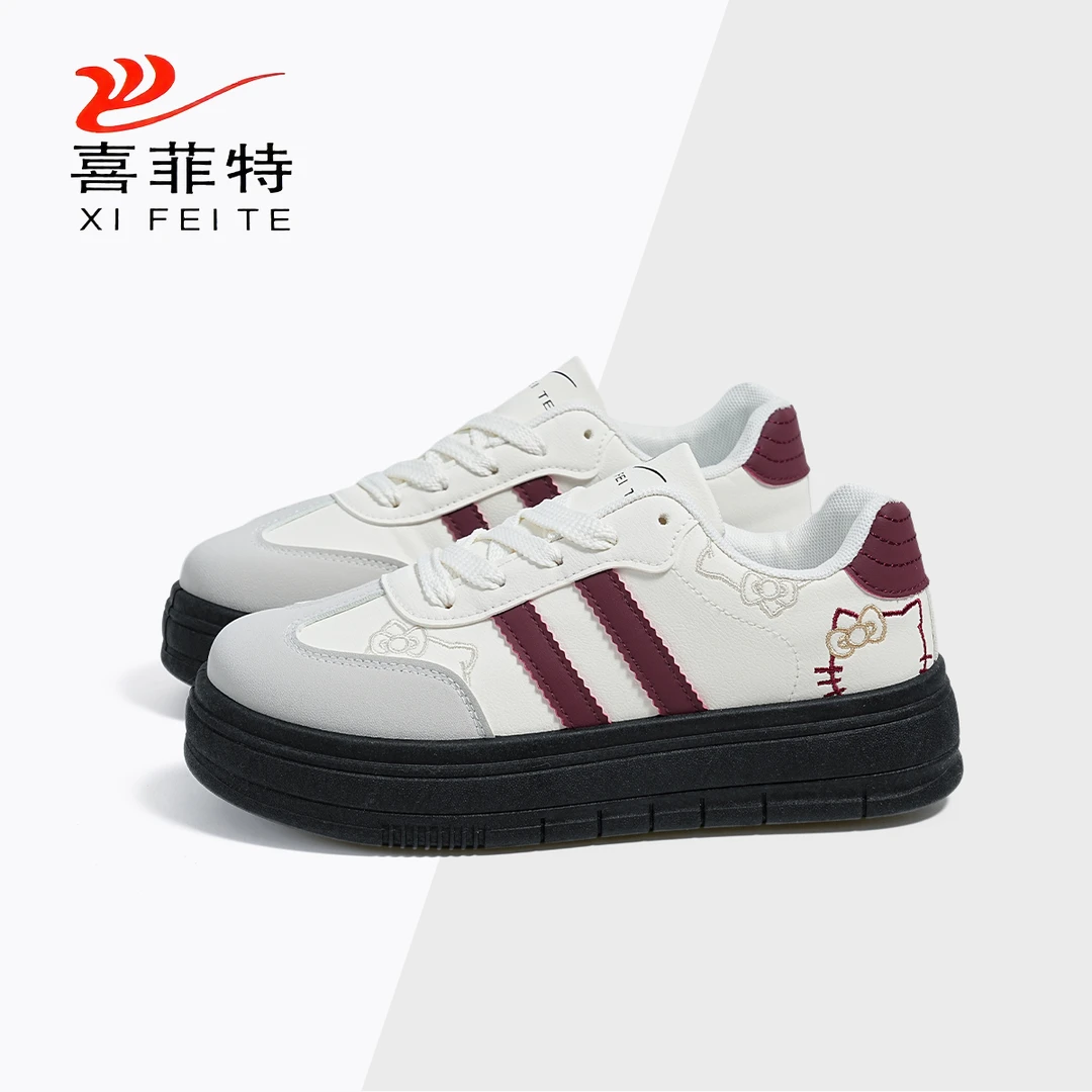 喜菲特韩版厚底KT猫鞋子女款爆款2025新秋款板鞋校园百搭德训女鞋