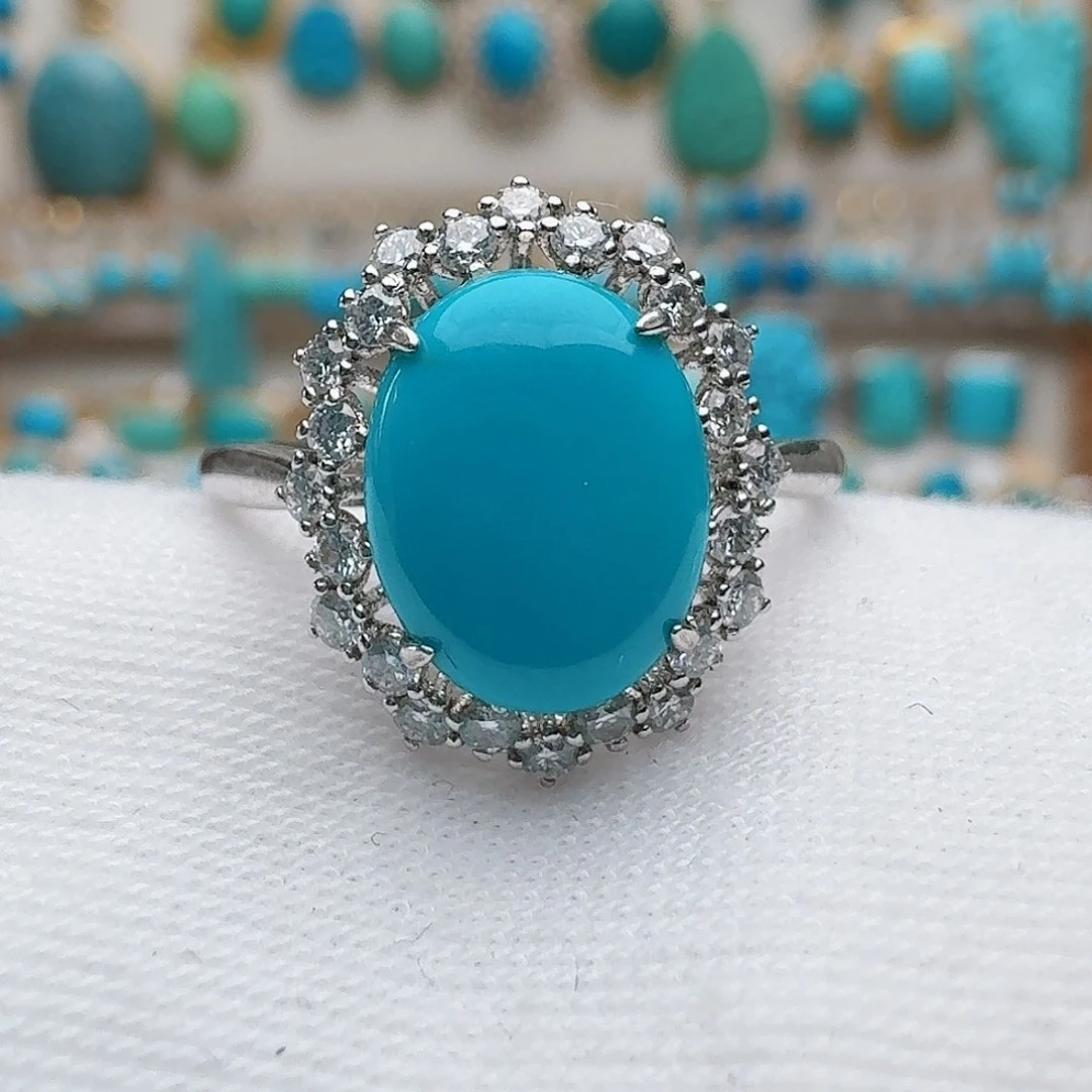 绿松石银S925镶嵌戒指