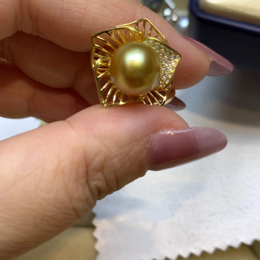 银S925镶嵌戒指海水珍珠