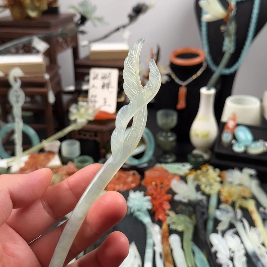 蛇纹石玉未镶嵌发饰