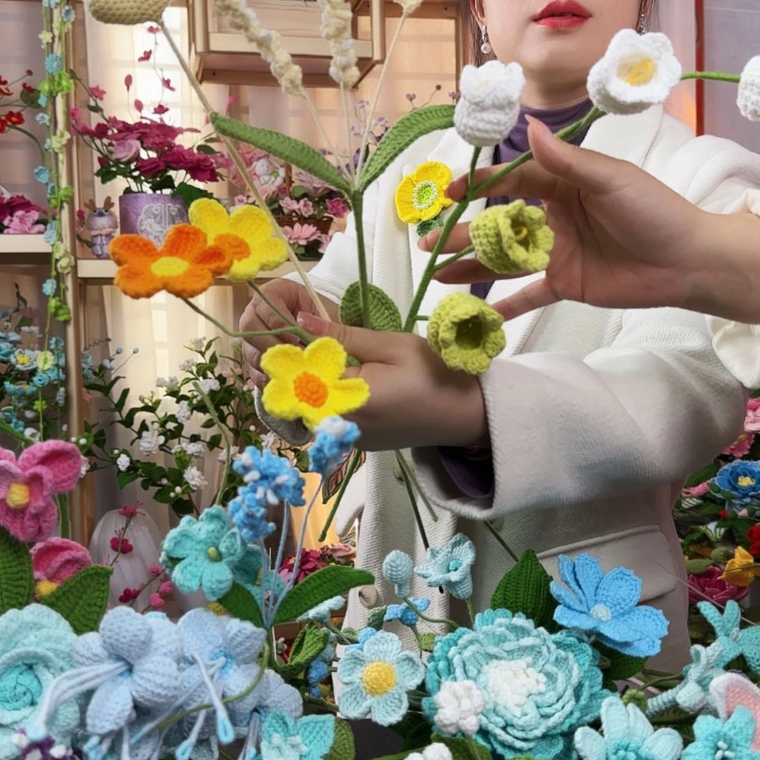 纯手工钩织钩织花束