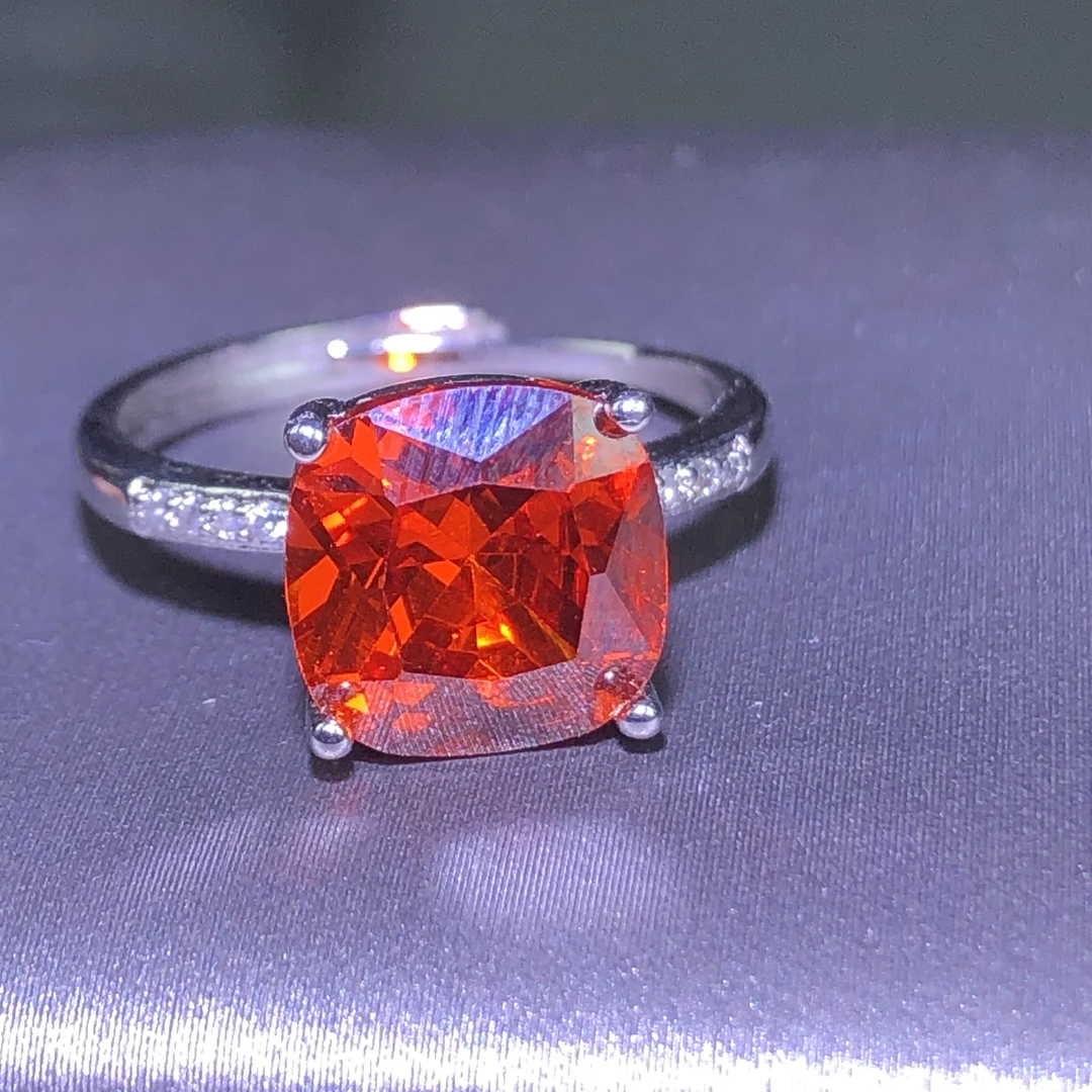 1184 芬达红戒指银色托10克拉开口可调节精选FD1