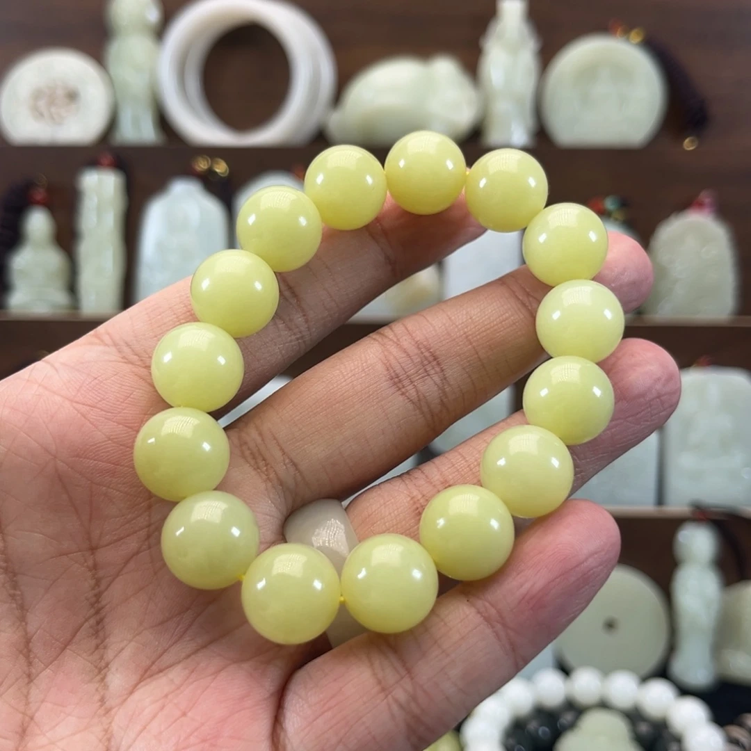 和田玉未镶嵌颈饰14m黄口手串