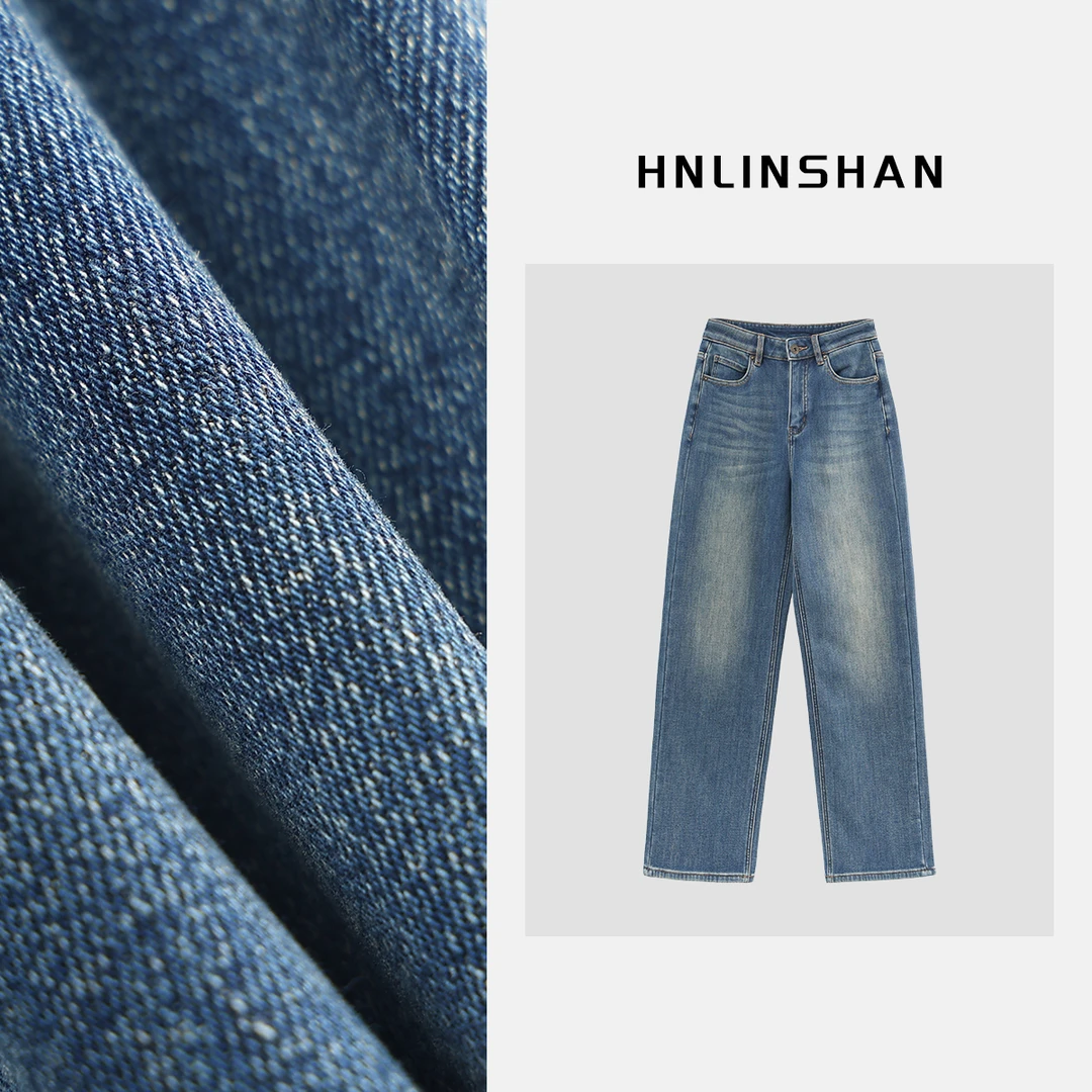 【清】【三明治】3D打印羽绒科技面料直筒牛仔裤40422320