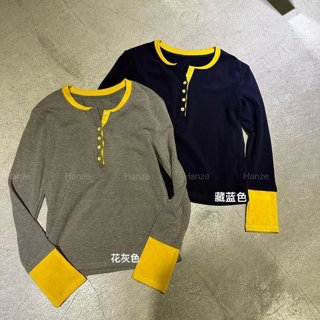 杨杨 HZ-时尚设计师撞色假两件加绒上衣80768