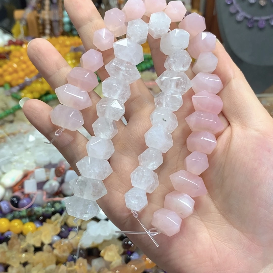 桃***家玛瑙/玉髓足银镀金镶嵌珠宝半成品白粉双尖