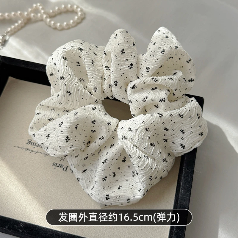 韩系布艺黑白碎花大肠发圈女高级感头花发绳扎头发橡皮筋超大头绳