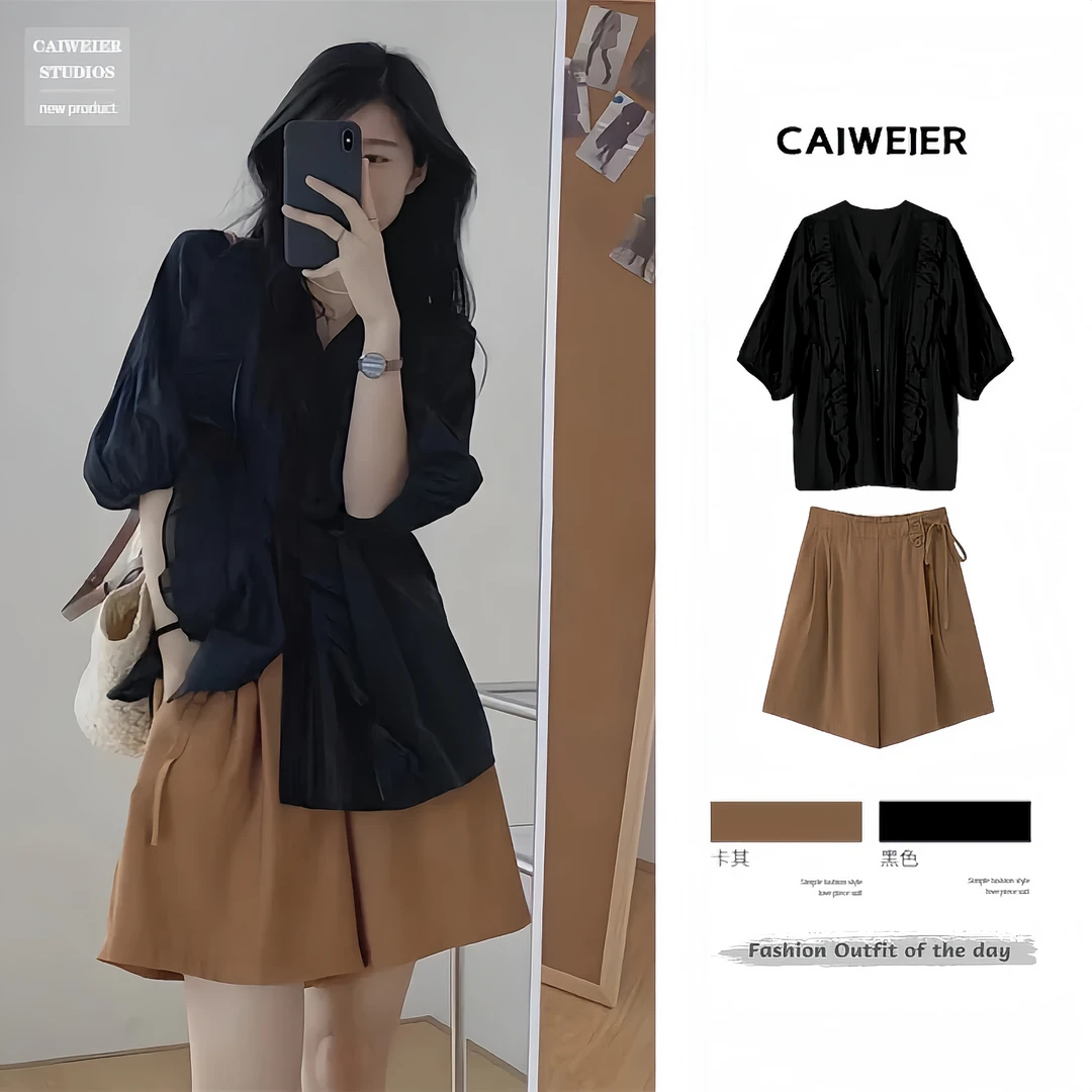 大码女装夏装2025新款微胖穿搭宽松显瘦遮肉时尚气质上衣短裤