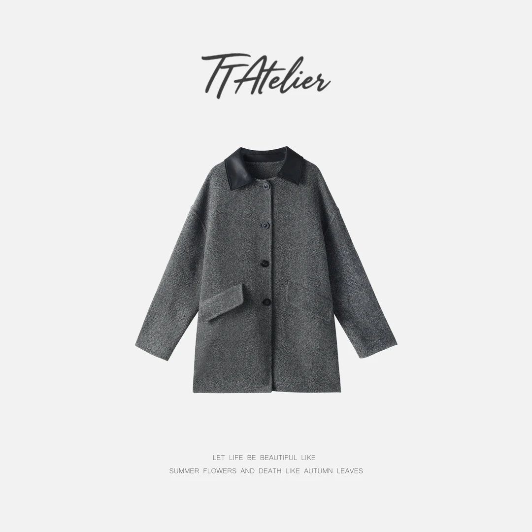 TT设计师【南山见】气质时尚羊毛羊驼毛中长款毛呢大衣TT191402