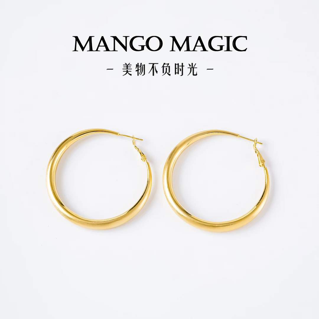 铜合金耳饰 ins潮流简约大C圈耳饰小众百搭时尚耳环 9659