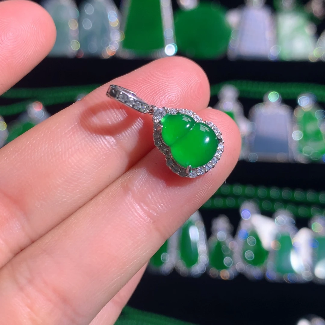 【闪购商品】翡翠银S925镶嵌颈饰天然翡翠