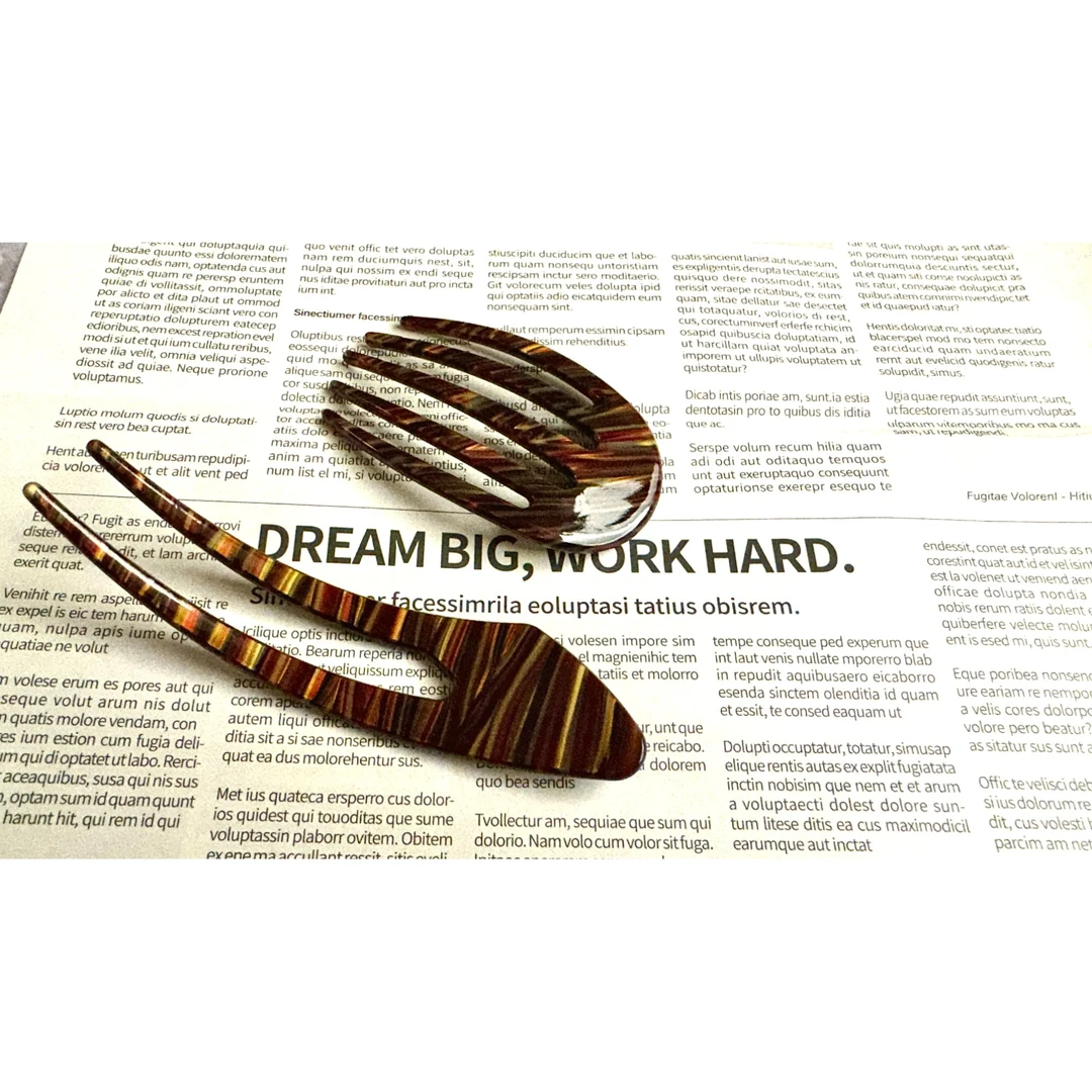 定制款现 ｜4.0厚 高档手工醋酸发梳 &多巴胺U型简约发簪 钗簪子