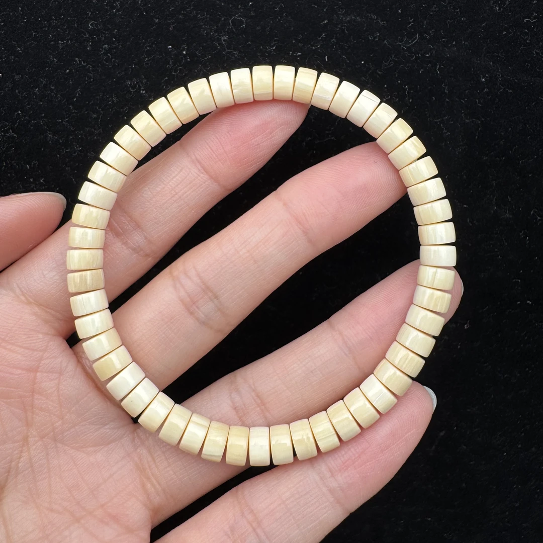 U2491天然猛犸牙 瑕疵特价药片手串6*3.5mm支持鉴定 假一罚四