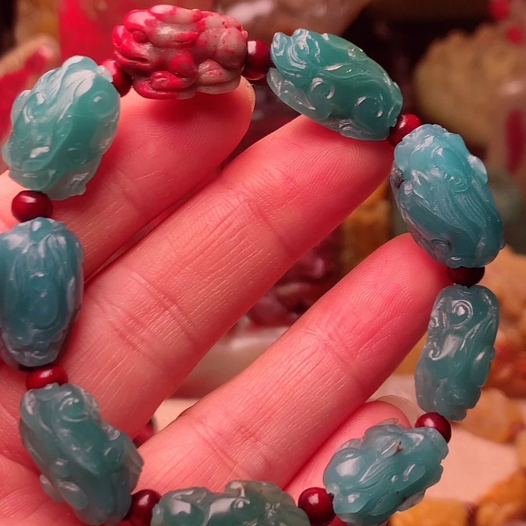 四川石雅安绿精品貔貅手串