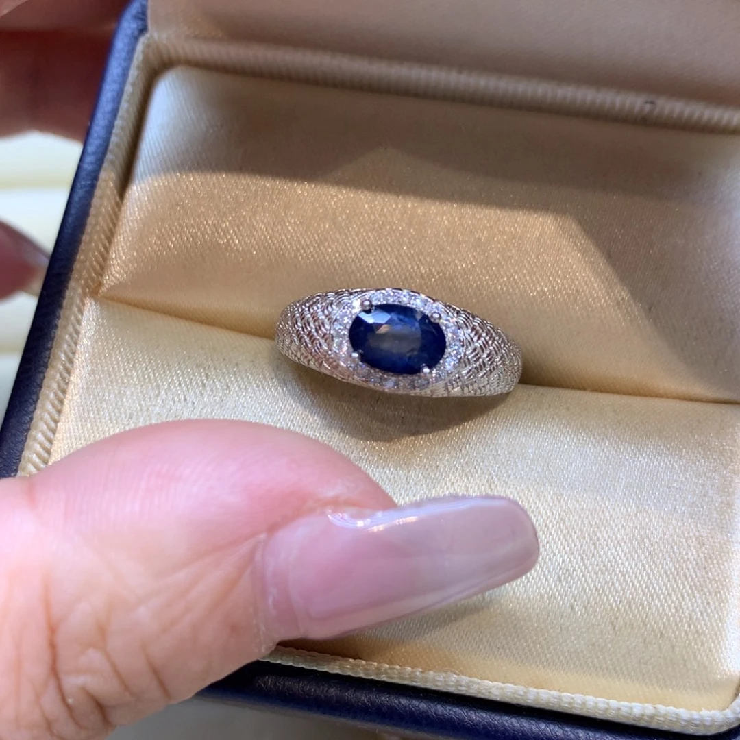 戒指蓝宝石银S925镶嵌