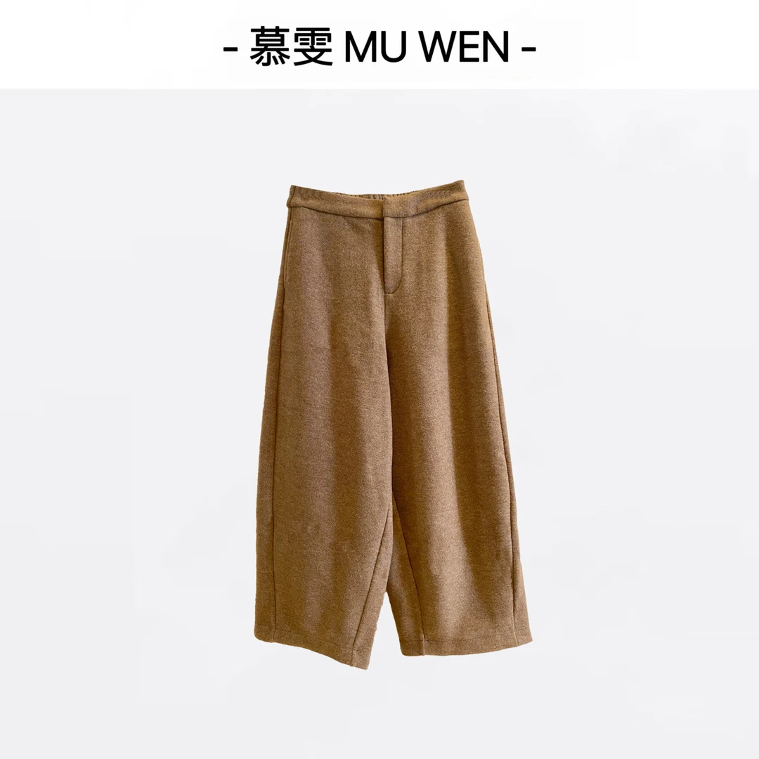 薇妮-【开元虹运】新中式弹力绵羊毛呢绒弧形显瘦休闲裤25426534