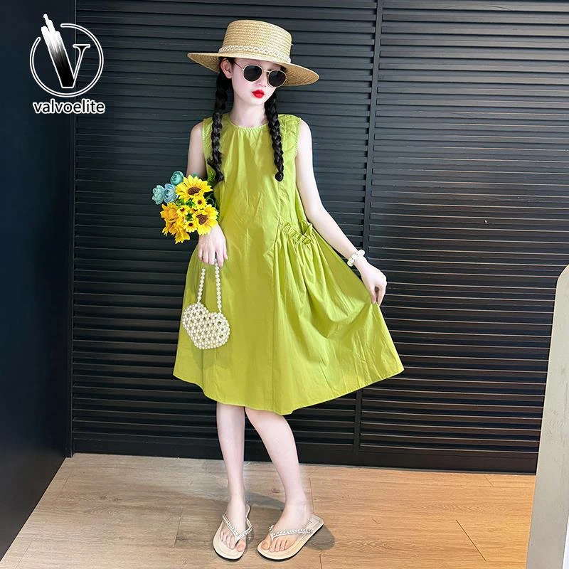 VALVOELITE女童连衣裙夏薄款2025新款中大童公主裙多巴胺小洋裙子