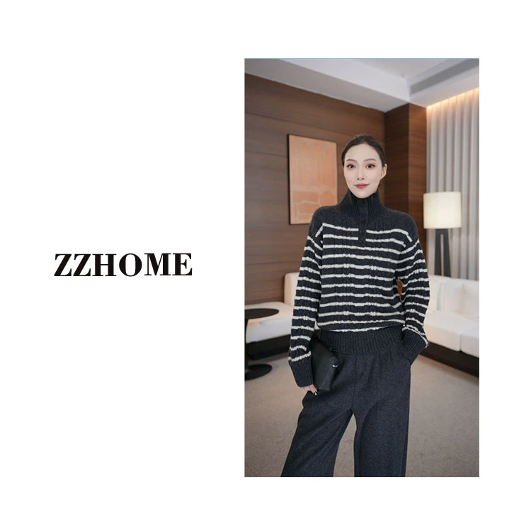 【ZOZO HOME】“经典演绎”系列1OO羊毛手工百搭绞花条纹针织q170346p