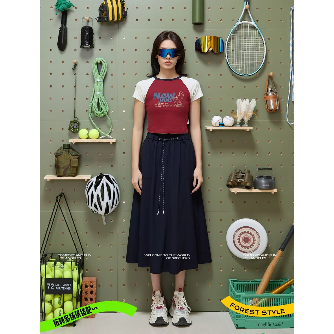 Y2759森系松紧腰赫本裙遮肉显瘦速干防晒