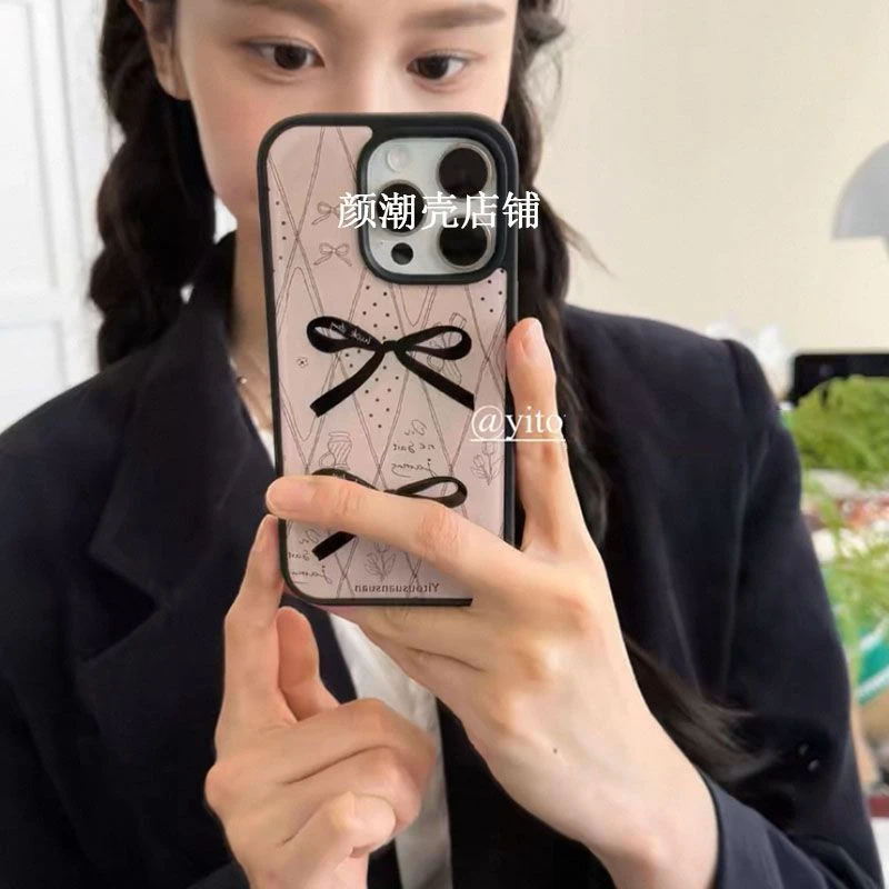 小香风蝴蝶结高颜值16proamx手机壳适用苹果11防摔12网红13/14/15