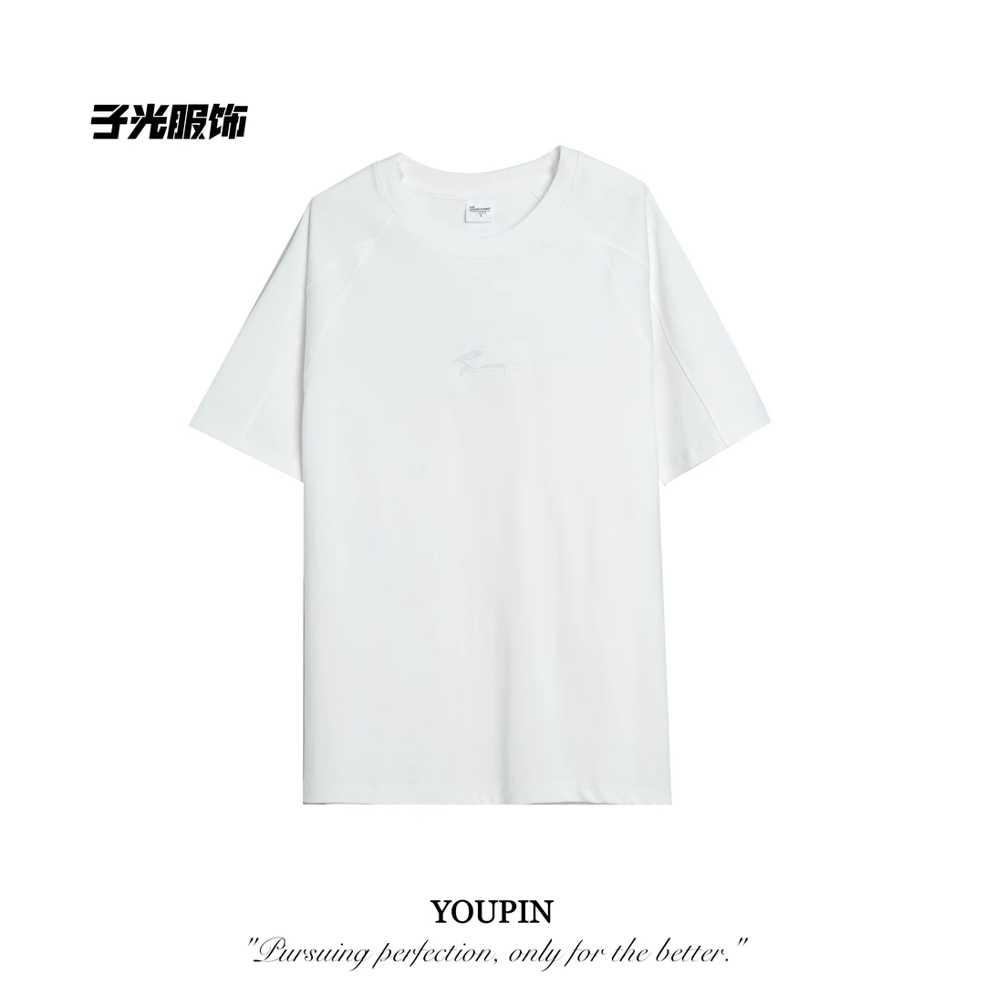【李子光】夏季新款高级感T恤莱赛尔料胸口刺绣青年时尚大气YY8056